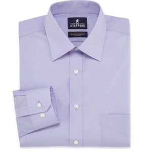 Stafford Travel Easy Care Broadcloth Purple Dress Shirt. X-Tall Fit. 18 36-37